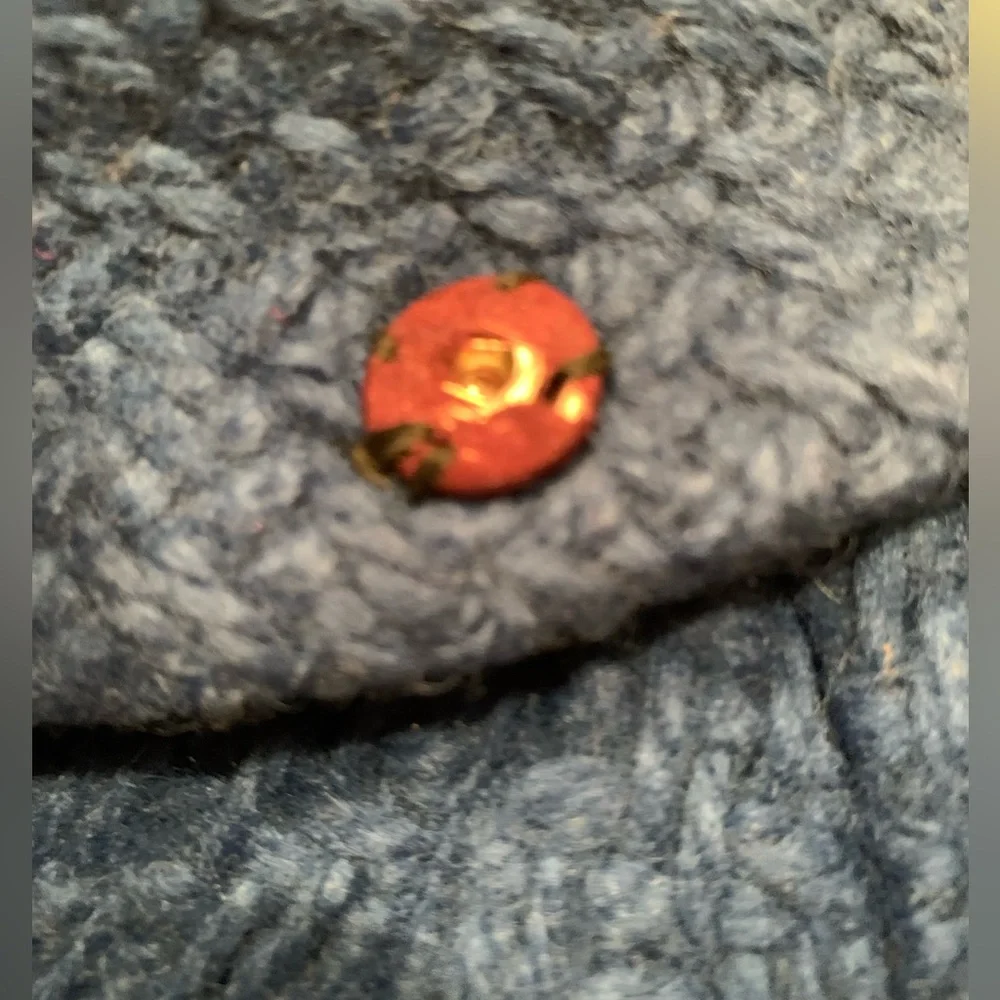 Penny Lane Blue Textured Lined (Fox?) Fur Trim Union Made Swing Coat - Picture 4 of 14